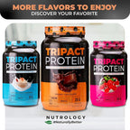 Nutrology TRIPACT Protein Powder - 7-in-1 Meal Replacement Shake with Grass Fed Whey Protein Powder, Pea, Rice, & Greens - Boost Muscle Recovery & Immunity, Creamy Chocolate Flavor, 40 Servings
