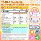2Pack Kids Probiotic + Prebiotic Fiber Gummies 5G, 12 Billion CFU Probiotic & Veggie Fruit Fiber, w/ Organic Inulin, Methyl B12 B6 D3 C, Lutein for Children's Digestive & Gut, Immune Health,Sugar Free