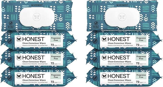 The Honest Company Hypoallergenic Multi-Use Baby Wipes for Sensitive Skin, Balance Blues, 576 Count