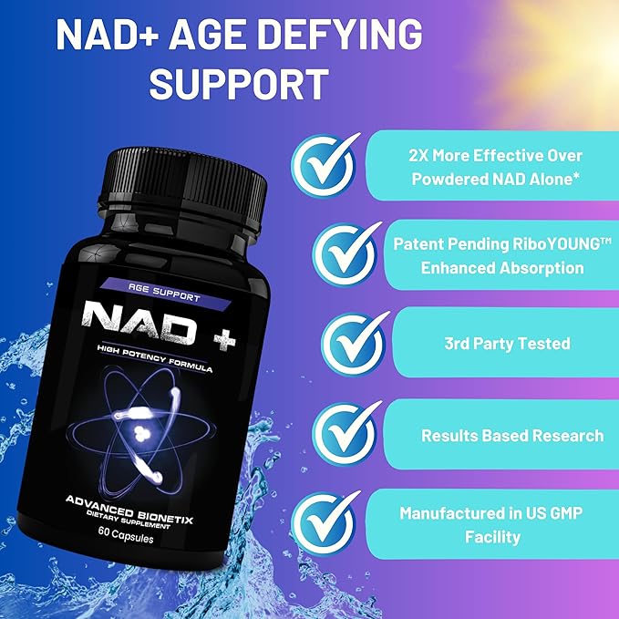 NAD Supplement with Nicotinamide Riboside Plus Resveratrol, Quercetin, Betaine w/RiboYOUNG™ for True Anti Aging