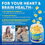Vegan Omega-3 Gummies 1000mg +CoQ10+Magnesium- EPA 600mg & DHA 400mg, Fish Oil Omega 3 Supplements Alternative for Women Men Adults- Liposomal Form -Algae- Plant Sterols, Garlic,B6,B9, B12, Sugar Free