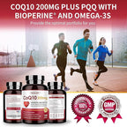 ZEBORA CoQ10-200mg-Softgels with PQQ, BioPerine & Omega-3, 120 Servings Coenzyme Q10(Ubiquinone) Supplement for High-Absorption, Powerful-Antioxidant, Support Heart & Energy-Production