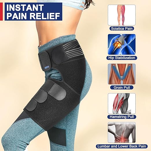 Sciatica Pain Relief Devices, Hip Brace for Women Men, Thigh, Groin, Hamstring Compression Sleeve