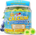Kids Calcium Gummies + Vitamin D3 (1000IU/2000IU), K2, Magnesium, Phosphorus, Probiotic, Algae Calcium Supplement for Kids 4+ & Teens for Bones & Teeth, Extra Calcium Absorption, Sugar Free, 60 Counts