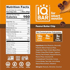 IQBAR Clean Plant Protein Bars - Peanut Butter Chip - 12 Count - Keto, Vegan, High Fiber, Gluten and Dairy Free, Low Sugar Snack - Brain and Body Nutrients for Focus, Energy, Meal Replacement