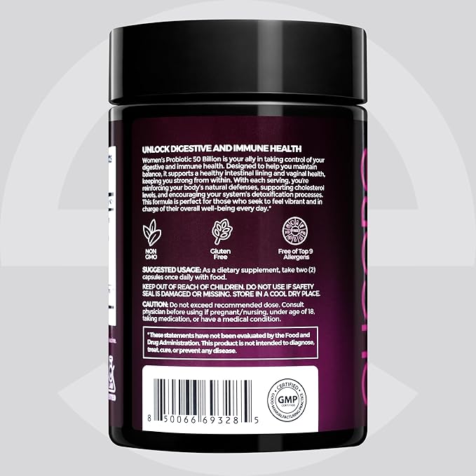 Premium Probiotics for Women 50 Billion CFU - 50B Lactobacillus Bi-Pass Technology - Vaginal & Digestive Probiotics - Non-GMO, Gluten-Free with MAKTREK Tech - 60 Veg Caps (60 Caps (Pack of 1))