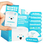 Impossibly Compact Travel Flushable Wipes - 99.5% Water and Aloe - Safe for Sensitive Skin, Hypoallergenic & Unscented - Travel Essentials for Adults, Kids & Baby Care - 48 Pack Total 288 Wipes