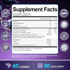 Magnesium Glycinate Gummies 400mg - Magnesium Complex Gummy with Malate, Taurate & Citrate - Supports Sleep, Relaxation, Brain & Muscle - 60 Count Blueberry Flavor (Sugar Free & Vegan)