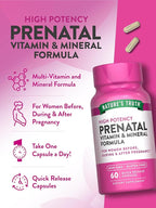 Nature's Truth Prenatal Vitamins With Folic Acid | 60 Capsules | Non-GMO & Gluten Free Supplement