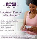 NOW Foods Solutions, Hydration Rescue with Hyabest® hyaluronic acid, Helps Maintain Youthful Looking Skin*, Supports Healthy Skin Moisture*, 60 Veg Capsules