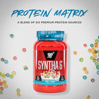 BSN SYNTHA-6 Premium Protein Powder with 6g of Fiber, Whey Isolate, Micellar Casein, Milk Protein Isolate, 5g of Fat, Fruity Cereal, 28 Servings, 2.91 Pound (Packaging May Vary)