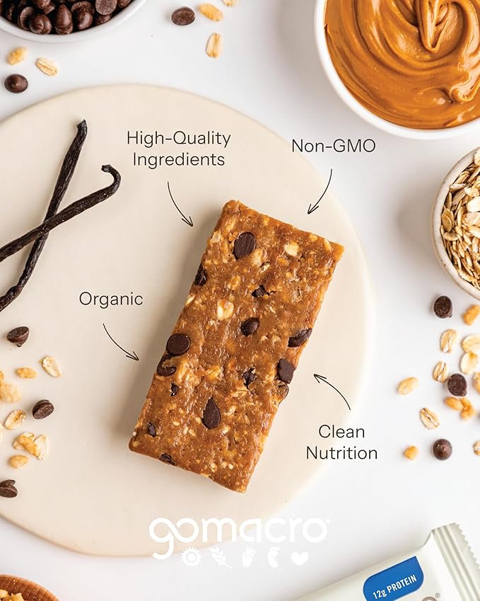 Gomacro, Nutrition Bar Oatmeal Chocolate Chip Organic 12 Count, 2.3 Ounce
