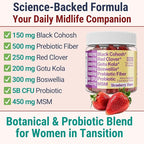 Boswellia Serrata Black Cohosh Gotu Kola Red Clover Extract Complex Gummies w. Probiotic Fiber (Chicory Root Inulin) MSM Methylsulfonylmethane, Supplement Alt for Organic Powder Capsules Tincture