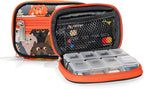 Made Easy Kit Pill Case for Everyday and Travel - 7-Day Weekly Medicine Supplement Vitamin Organizer Sorter Tracker - Neoprene Bag with Pockets - Compact Portable 8 Compartments (Orange Cat)