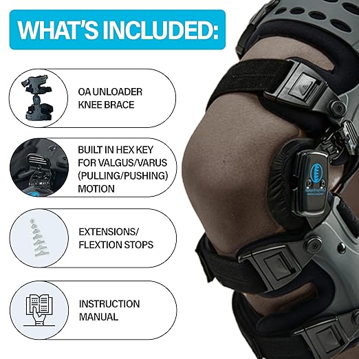 Comfyorthopedic UPGRADED Single Side OA Medial Unloader Knee Brace for Men and Women Osteoarthritis & Arthritis Pain Support, Bone on Bone Joint Offloader L1851 L1843 Built-in Hex Key, Fits Up To 32in Plus Size Thigh Left