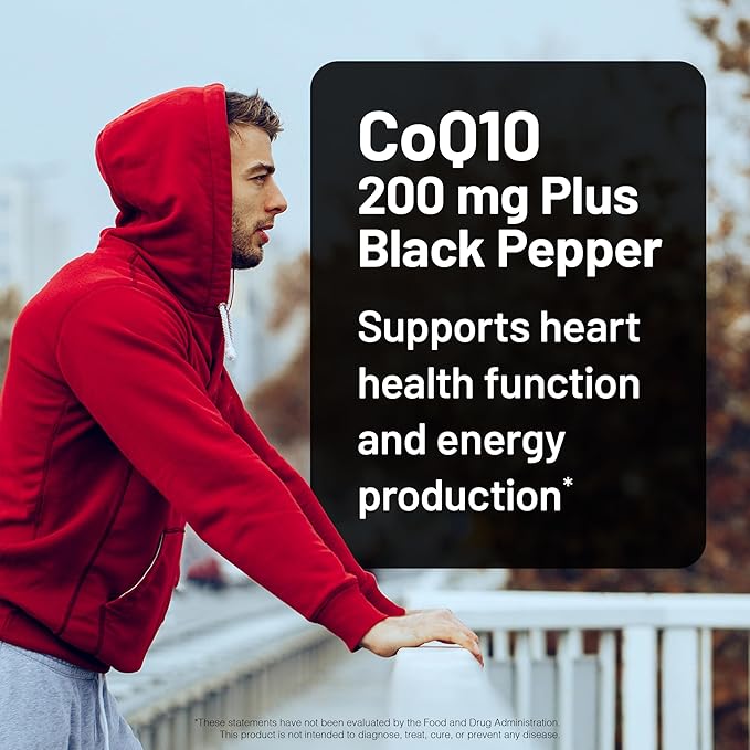 NatureWise CoQ10 200mg + Black Pepper Softgels - High Absorption Coenzyme Q10 + Black Pepper - Antioxidant for Heart Health + Cellular Energy - Vegan, Non-GMO, Gluten-Free - 30 Count[30-Day Supply]