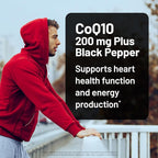 NatureWise CoQ10 200mg + Black Pepper Softgels - High Absorption Coenzyme Q10 + Black Pepper - Antioxidant for Heart Health + Cellular Energy - Vegan, Non-GMO, Gluten-Free - 200 Count[200-Day Supply]