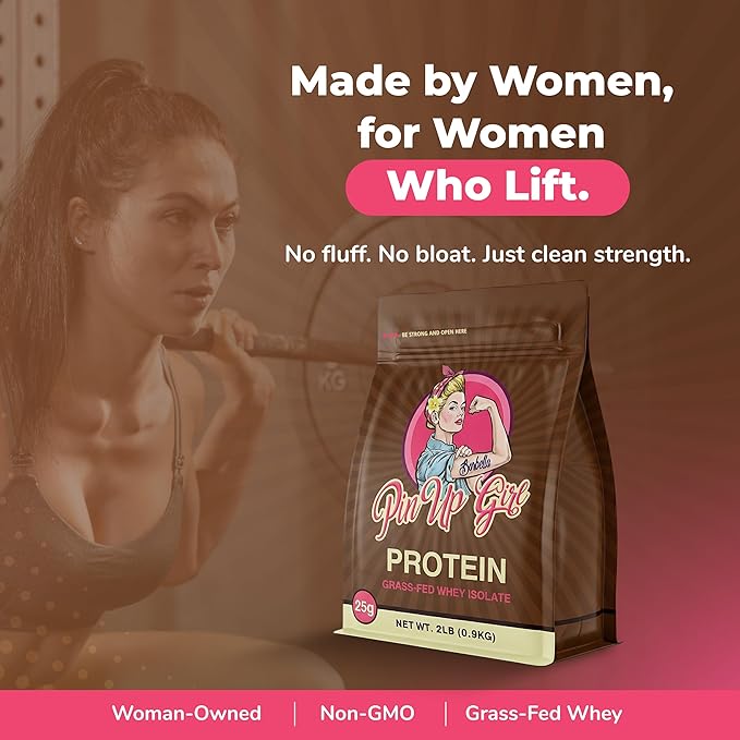 Pin Up Girl Whey Protein Isolate Powder | Dutch Chocolate | 25g of Protein Per Serving | Premium Muscle-Building Whey Protein for Women | Fat Free, Low Calorie, Low Carb, No Added Sugar (32 Ounces)