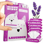 Impossibly Compact Travel Wipes - 99.5% Water - Safe for Sensitive Skin & Hypoallergenic, Resealable, Thick & Durable - For Adults, Kids & Baby Care - Lavander, 10 Pack Total 60 Wipes