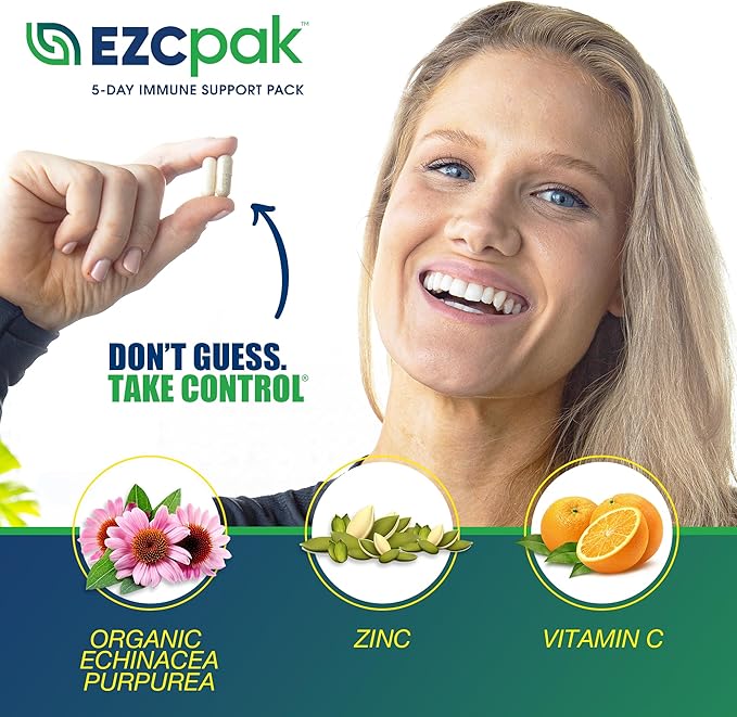 EZC Pak 5-Day Tapered Immune Support Booster - Vitamin Immune Support Supplement, Echinacea, Zinc Vitamin C, Immune Boosters for Adults - Immune Support Vitamins (Pack of 2)