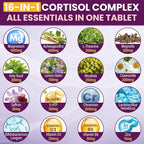 Cortisol Supplements for Women, 16 IN 1 Cortisol Detox for Women, with Magnesium, Ashwagandha, L-Theanine & Probiotics, Cortisol Reducer Manager for Hormone Balance, Mood & Digestion, 90 Tablets