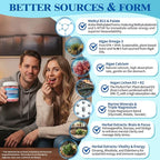 Methylated Multivitamin for Men and Women Gummies with Omega-3, D3 K2, Calcium, Methylfolate & B12, TMG, Mens & Womens Multivitamin Daily Vitamin A, C, E, B, Magnesium, CoQ10 for Daily Support, Vegan