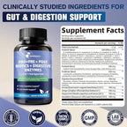 Digestive Enzymes Postbiotics Prebiotics Probiotics for Women Men, 200 Billion CFU 36 Probiotic Strains - Complete Gut, Digestive, Regularity, Gas, Bloating & Immune Support Supplement, Vegan, 60 Days