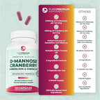 PurePremium D-Mannose with Cranberry, Hibiscus & Dandelion - 1000mg D-Mannose Supplements for Women Supports Urinary Tract Health & Bladder Health - Made in USA, Vegan, 120 Capsules, 2 Month Supply