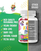 Zinc Gummies for Kids - Chewable Zinc Gummy Supplement for Children Immune Support - Low Sugar Natural Antioxidant Non-GMO Vitamin Chewables for Toddlers & Teens - 90 Gummies