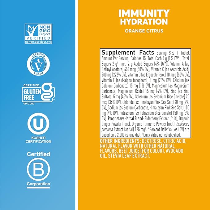 Nuun, Citrus Orange Immunity Box, 1.9 Ounce, 8 Count (Pack of 2)