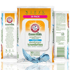 Arm and Hammer Face and Body Wipes for Adults - Deodorant Towelettes 30 Sheets for Women - Shower Wipes for Traveling, Camping, Gym, and Bathing - Alcohol-Free Face Sheets (Clear Water)