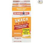 Bumble Bee Snack On The Run! Protein Snack Pack - Original Chicken Salad with Crackers - 10g Protein per Box - Ready to Eat Easy-Open Canned Chicken Salad (Pack of 3)