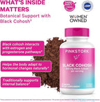 Pink Stork Black Cohosh Supplements for Women - 540 mg Pure Black Cohosh for Perimenopause, Menopause Support- 30 Capsules