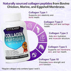 Multi Collagen Peptides Pills 1800mg, Type I, II, III, V, X - Hydrolyzed Premium Collagen Complex Supports Skin, Joints, Hair & Nails, Hydrolyzed Protein for Women Men, 90 Capsules