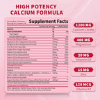 120 CT Calcium 1200 Mg with Vitamin D3 K2 Gummies for Adults,Calcium Citrate Supplements Gummies Women & Men - Calcium Gummies with Magnesium & Zinc,B6, B12- Extra Absorption Calcium Supplement