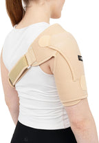 Copper Compression Recovery Shoulder Brace - Immobilizer for Torn Rotator Cuff, AC Joint Pain Relief, Dislocation, Arm Stability, Injuries, Tears - Adjustable Fits Men, Women - Tan - Plus Size - L/XL