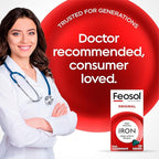 Feosol Original Iron Supplement Tablets, Non-heme, 65mg Iron per Pill, 1 Per Day, 8 Month Supply, for Energy and Immune System Support (120 ct Pack of 2)