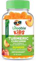 Lifeable Turmeric Curcumin and Ginger for Kids – with Black Pepper Extract – Great Tasting Natural Flavor Gummy Supplement – Gluten Free Vegetarian Chewable – 90 Gummies