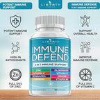 8 in 1 Immune Supplement with Echinacea, Vitamin C and Zinc 50mg, Vitamin D 5000 IU, Turmeric Curcumin & Ginger, B6, Elderberry 180 Count (Pack of 3)