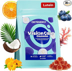 OxyEnergy Lutein Gummies for Eye Health - Lutein & Zeaxanthin, Natural Blueberry, Individually Wrapped for Freshness Vitamins Supplements for Vision Health, Eye Strain, Dry Eyes