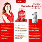 Lofux Magnesium Glycinate Gummies 400mg, Sugar Free Magnesium Gummies for Adults Women, Men, Chewable Supplement Gummy with L-Threonate, Vitamin D, B6, CoQ10 - for Calm, Sleep, Body Relaxation, 60 Ct
