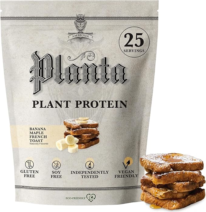 Ambrosia Plant Protein Powder 20g | Vegan Pea Protein Powder with BCAA Amino Acids | Dairy Free, Keto-Friendly, No Added Sugar | 25 Servings | Banana Maple