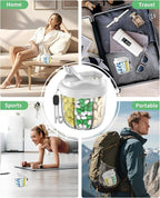 Pill Organizer,Pill Dispenser with 7 Large Compartments,Portable Pill Box for Travel, Anti-Mix Design & Wide Opening Design, Easy Access to Vitamin Dispenser, Includes 20 Blank Stickers（Grey）