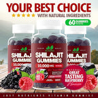 Shilajit 1000mg Gummies for Men & Women - Maximum Strength Pure Himalayan Shilajit, Gluten-Free, Non-GMO, 100% Vegetarian - Natural Raspberry Flavor - 60 Count