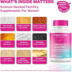 Pink Stork Fertility Supplements for Women - Prenatal Multivitamin with Ovulation, Conception, & Hormone Balance Support - 17 Vitamins & Inositol, Ashwagandha, & Vitex - 120 Capsules