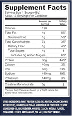 Vega Protein + Creatine - 30g Plant-Based Protein, Vanilla, 13 Servings, 3g Creatine, 5g BCAAs, Vegan, Keto, Gluten Free, Dairy Free, Low Carb, for Muscle Growth & Repair, Drink Mix, 22oz