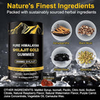 Shilajit Gummies, 3000mg Himalayan Shilajit Gold Gummies with Ashwagandha,Black Musli, Gokshura for Men & Women, Non-GMO & Gelatin Free, 60-Count