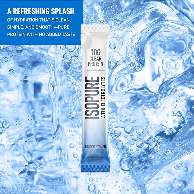 Isopure Clear Protein Stick Pack, Unflavored, 20 Count (Pack of 1)