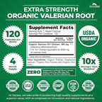 Zazzee USDA Organic Valerian Root 10:1 Extract, 120 Vegan Capsules, 4 Month Supply, Valeriana Officinalis, Relaxation, Calm & Mood Support, All-Natural, Non-GMO, Made in the USA