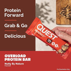 Quest Nutrition Overload Protein Bars, Nutty by Nature Flavored Protein Bars, 20g Protein, 1g Sugar, 3g Net Carbs, Gluten Free, 12 Count